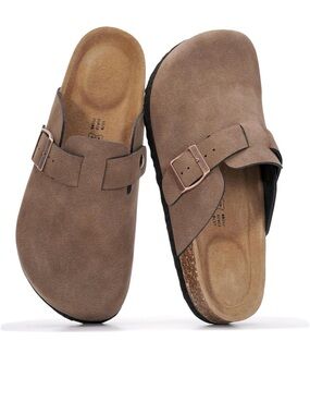 Project Cloud Birk look a like Slip-On Mule in Taupe with Buckle